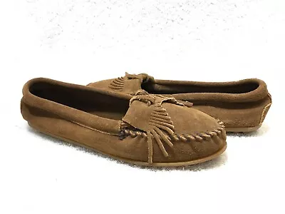 $9.99 • Buy Women’s 9.5 ~ Minnetonka Kilty Dusty Brown Flat Slip On