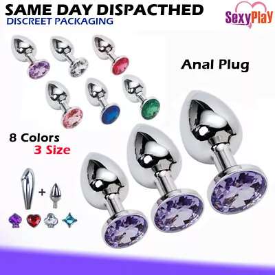 BDSM Stainless Steel Anal Plug Butt Plug Metal Crystal Jewelled Adult Sex Toy • $27.99