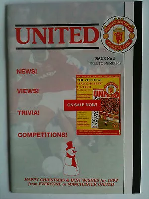 United The Official Members Magazine No 5  Xmas 1992 Manchester United • £2