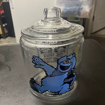 VTG Cookie Monster Cookie Jar 'Wanted: Cookie Thief' Muppets Clear Glass • $49.95