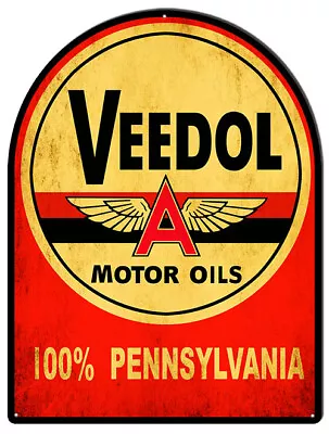 Veedol Flying A Motor Oils Vintage Cut Out Metal Sign 18.8x24.8 • $66