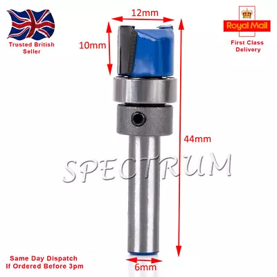 £4.49 • Buy 1/4  Shank Template Flush Trim Carbide Router Bit. 10mm X 12mm X 44mm