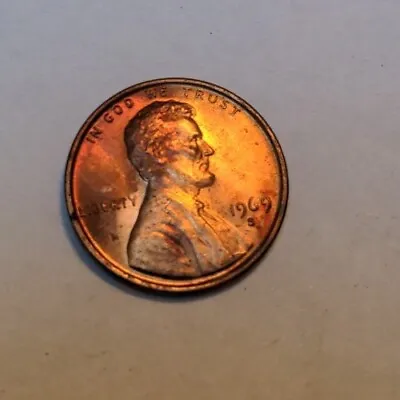 1969 S Lincoln Memorial Cent Penny Interesting RB Toning!!! • $10