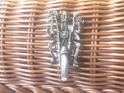 BIKER JEWELRY 1 SKELETON ON A MOTORCYCLE PEWTER PIN All New. • $2.99