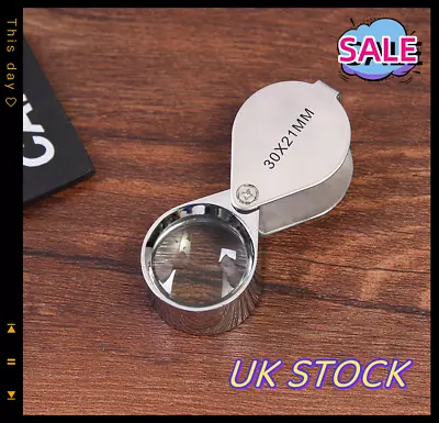 30X Jewelers Loupe Magnifier Jewelry Eye Loop Pocket Magnifying Glass UK • £3.38