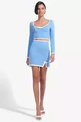 $499 • Buy NWT NIP STAUD PEEL SKIRT & BERRY TOP IN SKY & WHITE L In The Original Packaging!