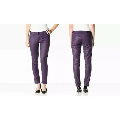 Seven7 Petite Women’s Denim Coated Low -Rise Skinny Jeans  Purple Size 8P • $15