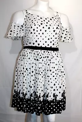Torrid White Minnie Mouse Print Cold Shoulder Knee Length Dress Plus Sz-18 • $49.99