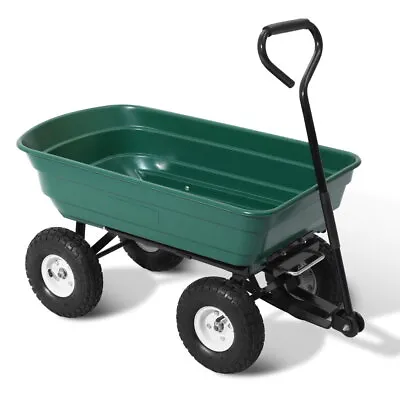 Gardeon Dump Garden Cart 270kg Tipping Bed Trolley Wagon Wheelbarrow Pull 75L • $137.15