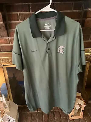 Michigan State Spartans Short Sleeve Polo Shirt Nike Dri-Fit Men's 2XL XXL Clean • $15