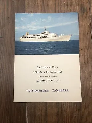 P & O Mediterranean Cruise Itinerary 1963 - Canberra Ship • £2.99