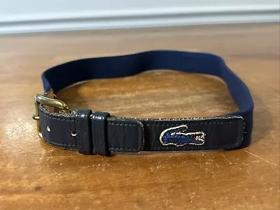 Vintage Lacoste Youth Size 32 Belt Stretchy Fabric And Leather Brass Buckle • £9.72