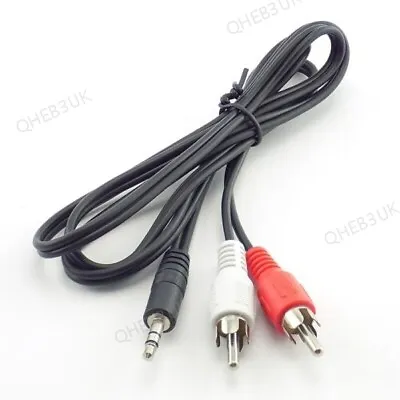 3.5mm 1/8  Jack Mini Plug To 2 RCA Male Stereo Audio Speaker Adapter Cable 6H • £1.90