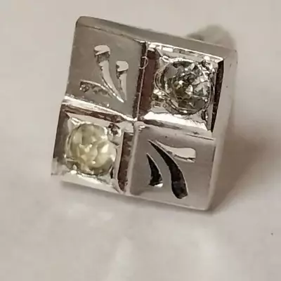 Vtg Anson Diamond Tie Tack Pin Sterling Silver Shirt Lapel Pin In Original Box • $15.99