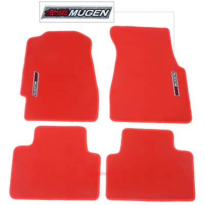 For 92-95 Honda Civic Red Floor Mat Carpets Nylon Front & Rear W/ Emblem • $56.04