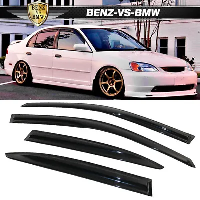 For 01-05 Honda Civic Sedan Mugen Style Window Visor Vent Rain Guard 4PC Acrylic • $26.98