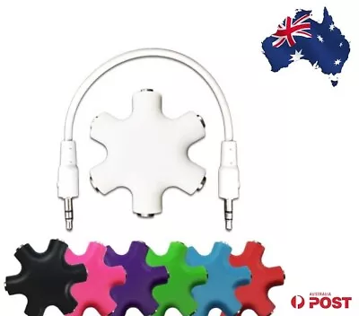 6 Way 3.5mm Headphone Headset Splitter HUB & AUX Cable Auxiliary Adapter MP3 • $5.55