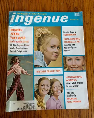 Vintage November 1968 Ingenue Magazine Teen Fashion Beauty Fiction & More • $17.10