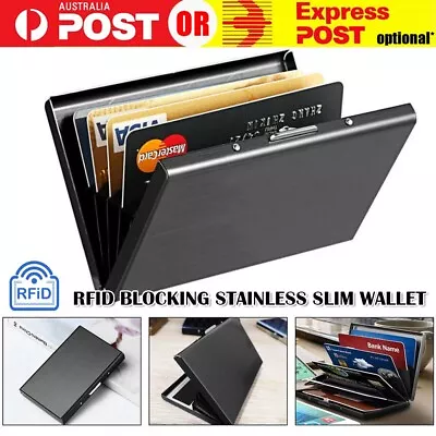 RFID Blocking Wallet ID Business Credit Card Holder Stainless Steel Metal Case • $5.95