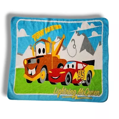 Pixar Cars Toddler Blanket Disney Lightning McQueen Tow Mater 35  X 42  Blue Red • $12