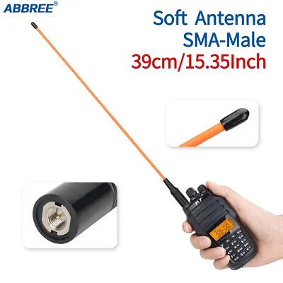 ABBREE AR-771C SMA-Male 15Inch V/UHF Soft Antenna For Two Way Radio YAESU Wouxun • $9.99