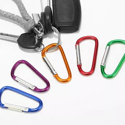 10PCS Metal Alloy Snap Hook Carabiner D-Ring Key Chain Clip Keychain Hiking Camp • £2.91