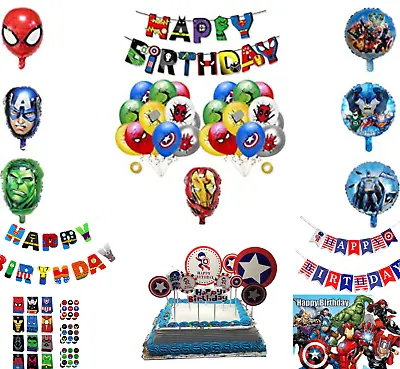 AVENGERS  BIRTHDAY Party Supplies Bgs Balloons Banners Candles Stickers • $14.99
