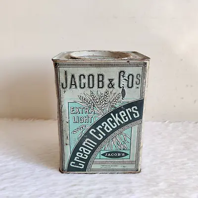 1940s Vintage Jacob & Co Cream Crackers Biscuit Advertising Tin Box Old TN279 • £47.36