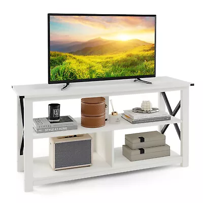 Modern Farmhouse TV Stand Entertainment Center For TV's Up To 55 W/Open Shelves • $119.99