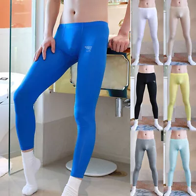 Long Bottoms Underwear Lounge Pants Legging Ultra-thin Stretch Solid Color+ • $9.99