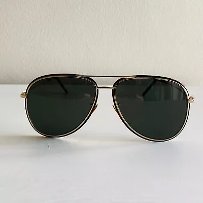 SAINT LAURENT Gold And Red Tortoiseshell Frame Aviator Sunglasses With Case • $100