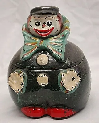 Monkey Clown Cookie Jar Hand Painted Drizzle Tilso Japan Foil Label SOLD AS IS • $49.99