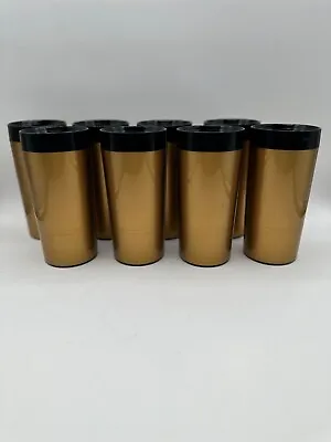 Thermo-Serv Tumblers Set 8 Gold Black MCM Vintage Insulated USA 6 1/4  Tall • $19.95