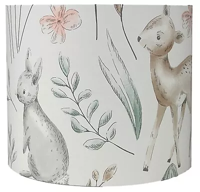 Kids Woodland Animals Lampshade - Rabbit & Deer Light Shade For Bedroom Nursery • £30.99