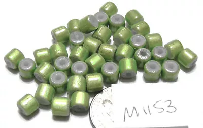 Glass Lined Tube Beads VIBRANT LIGHT GREEN 5mm Lot Of 75  NOS Destash M1153 • $0.99