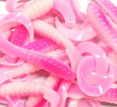 20ct - 4  White/Pink Shad Twister Curly Tail Grubs - FREE USA SHIPPING • $7.49