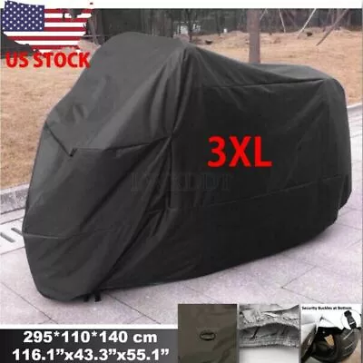 LWKDDT XXXL Black  Motorcycle Cover For Cruiser Chopper Bobber Touring • $25.76