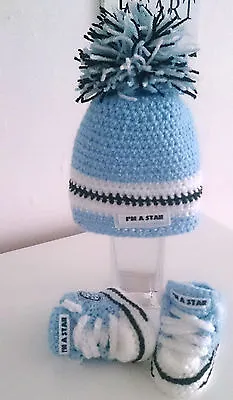 Baby Crochet Shoes Your Baby's Name Handmade Wool Trainers Sneakers • £9
