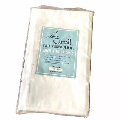 Vintage Lady Carroll White Pillowcase Set Of 2 Size 42x33 Combed Percale Premium • $23