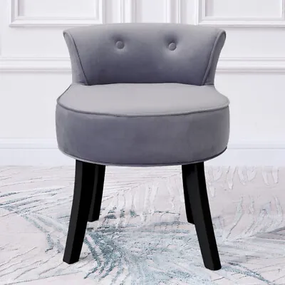 Velvet Upholstered Dressing Table Chair Vanity Stool Bedroom Makeup Chair Retro • £47.95