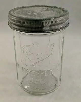 $14.80 • Buy Ball Freezer Jar Clear Glass Zinc Lid Cap 12ozs Embossed Stippled C-17 Vintage