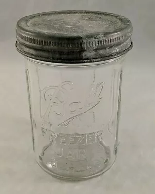 $14.80 • Buy Ball Freezer Jar Clear Glass Zinc Lid Cap 12ozs Embossed Stippled C-17 Vintage
