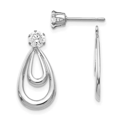 $154.18 • Buy 14K White Gold Polished W/CZ Stud Earring Jackets