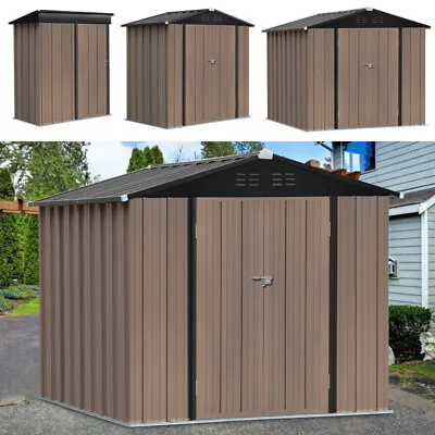 Outdoor Metal Storage Shed 3x5ft 4x6 6x8ft Lockable Garden Tools House With Base • £159.95