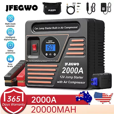 Car Jump Starter 20000mAh Portable Charger Power Bank With 150PSI Air Compressor • $101.36