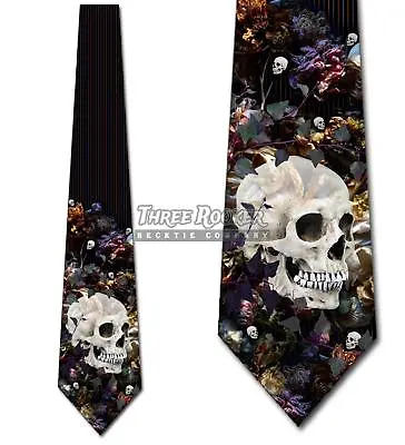 Vintage Floral Skull Ties Halloween Tie Men's Gothic Neck Ties Brand New • $18.75