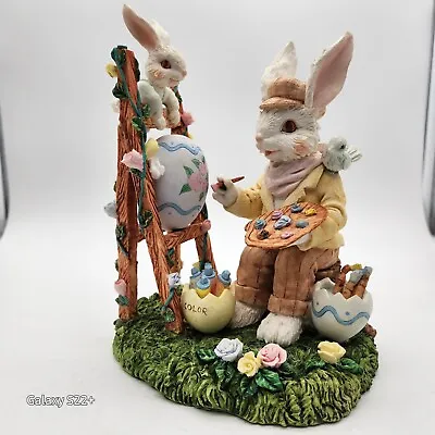 Vintage Easter Bunny Artist Painting Easter Eggs 9'' Tall Boxed • $45