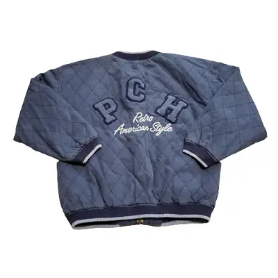 Pacific Coast Highway Bomber Jacket Blue Youth M Full Zip Vintage Embroidered  • $21.61