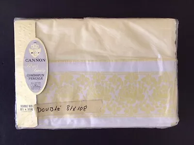 Vintage NOS Cannon Royal Family Yellow Cotillion Cotton Percale Full Flat Sheet • $20