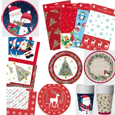 £8.99 • Buy Christmas Festive Party Tableware Paper Plates Napkins Table Cover Traditional